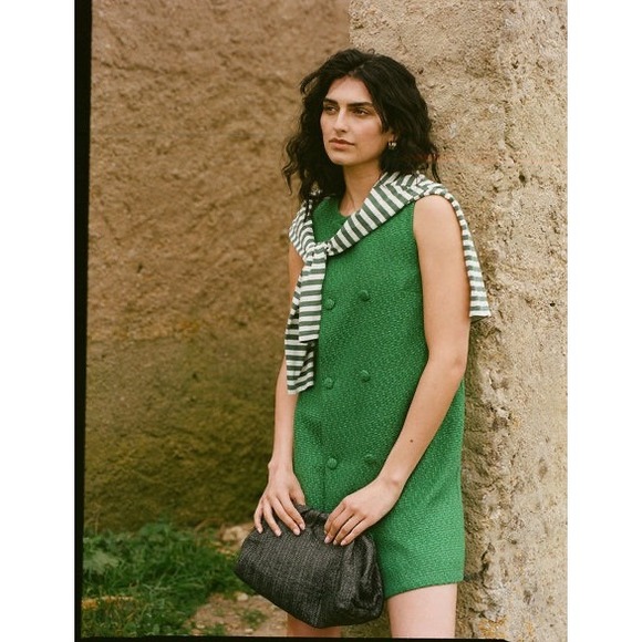 NWT Tuckernuck Pomander Place Emerald Green Tweed Bianca Dress a Line Classy XXL - Picture 12 of 15